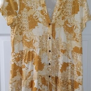 Yellow and White Button-Down Shirt